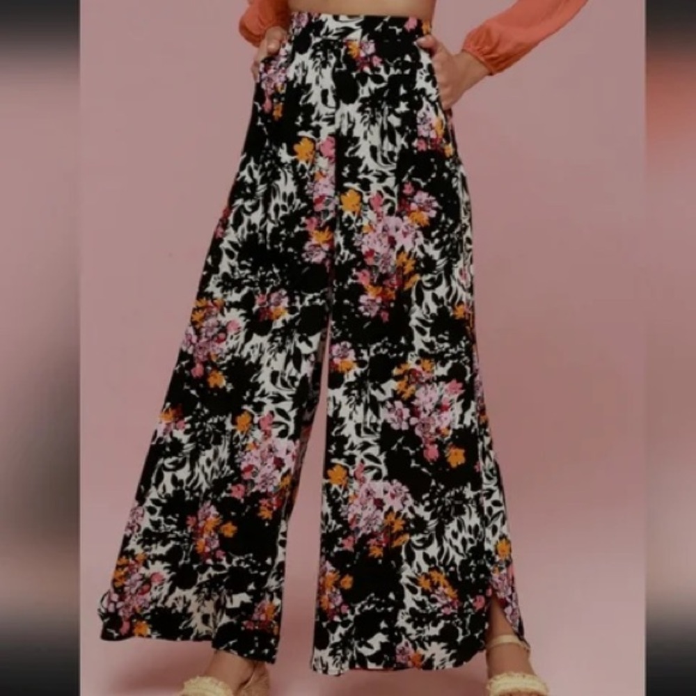 Free People Intimately Late Night Floral Wide Leg Sleep Pants - Picture 2 of 12